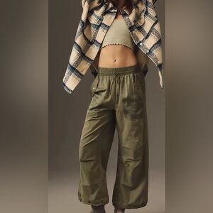 Casual Olive Green Parachute Joggers for Women